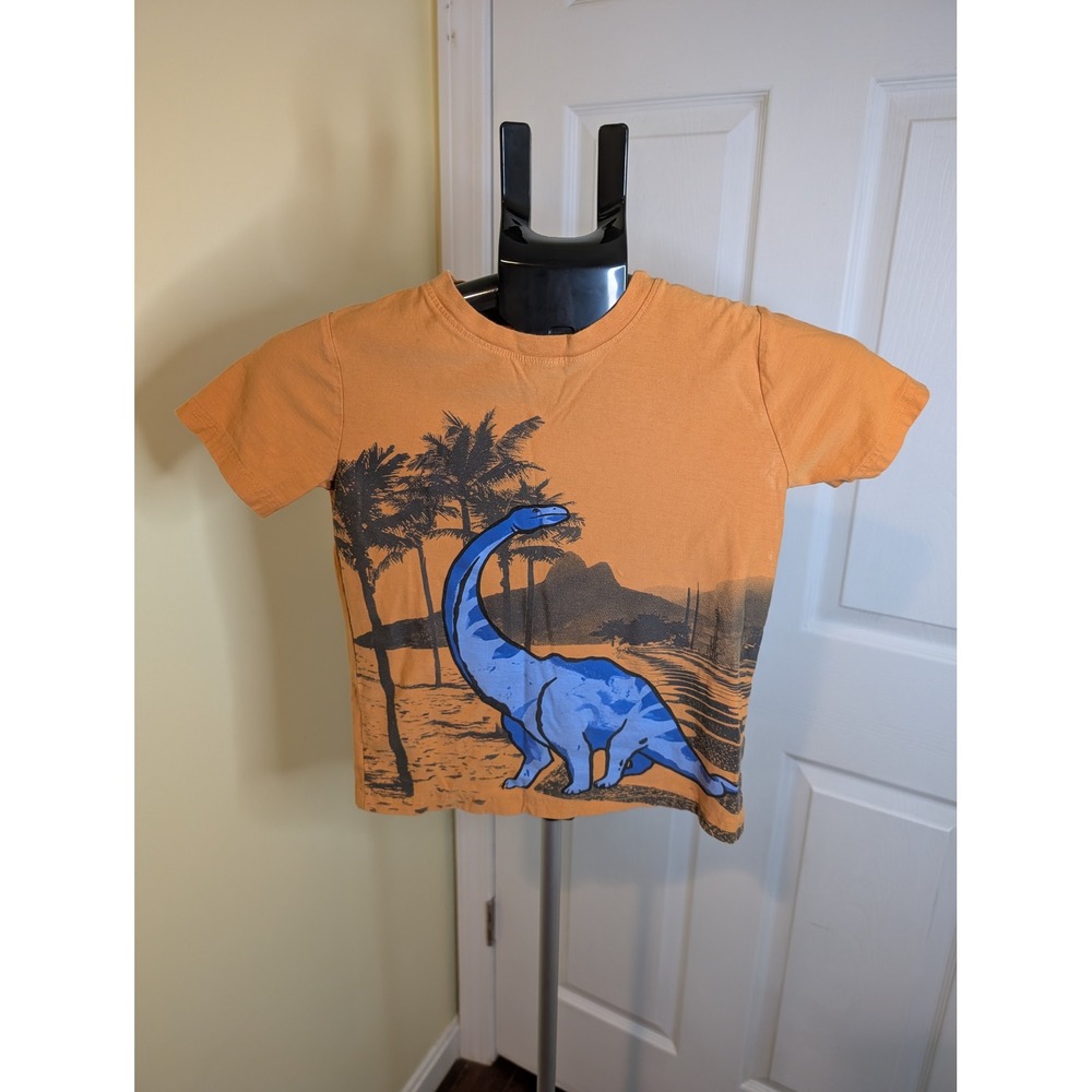Tea Collection Ipanema Beach Dino Graphic Tee Burnt Orange Cotton Shirt - Size 7